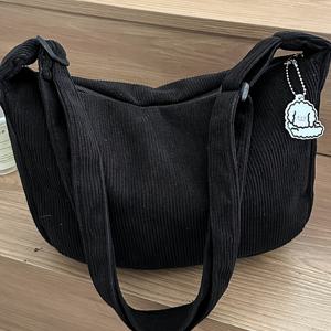 TEMU 캐주얼 코듀로이 여성용 숄더백, 단색 패션 일본 스타일 크로스백, 조절 가능한 스트랩과 지퍼 잠금 장치, 폴리에스테르 안감, 블랙, 화이트, 핑크, 카키, 다크 브라운 제공