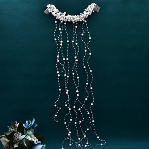 TEMU 수제 비즈와 태슬이 장식된 우아한 신부 헤어밴드, 웨딩 헤어 액세서리, 여성용 파티 머리장식