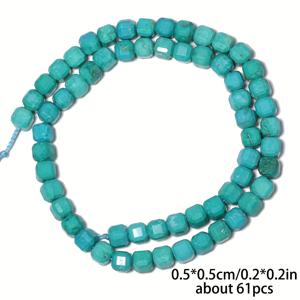 TEMU 61/22개 JILKOL 5x5mm 천연 터키석 비즈 - 컷팅된 큐브 사각형, 생생한 블루-그린 광택 보석 DIY 주얼리 만들기용, 팔찌, 목걸이, 귀걸이 & 휴일 공예품 - 공예가를 위한 고급 선물, 핸드메이드 액세서리, 매끄러운 광택 표면
