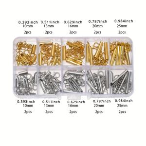 TEMU 10개/20pcs 다색 멀티 게이지 세이들 버클 수제 액세서리 DIY 주얼리 만들기 슬라이드 튜브 버클 세트, 랍스터 버클 및 후크와 다양한 사이즈(10-25mm) 슬라이드 커넥터 포함 - 팔찌 및 목걸이용