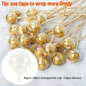 TEMU 40개 크리에이티브 초콜릿 꽃 트레이 아크릴 라운드 릴 부케 DIY 포장, 20개 아크릴 컵, 20개 대나무 막대 포함 - 어머니의 날, 아버지의 날, 생일 선물, 결혼기념일 선물, 사랑하는 사람들을 놀라게 해보세요!