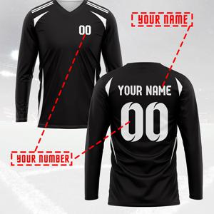 TEMU 사용자 지정 가능한 남성용 V넥 긴팔 저지 - 폴리에스터 100% 니트 원단, 일반 핏, 전체 프린트, 축구, 훈련, 야외 활동, 파티, 해변, 축제용 - 210g/m², 봄/여름/가을