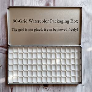 TEMU 90-Grid 수채화 보관함, 얼룩진 스테인리스 컨테이너, 수채화용 빈 철 상자, 휴대용 페인트 정리함, 아트 팔레트 용품