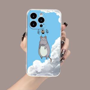 TEMU 컬러풀 토토로 패턴 모바일 폰 케이스, 전체 보호, 충격 방지 및 낙하 저항 TPU 커버 - 아이폰 모델 15 14 11 XS XR X 7 8 미니 플러스 프로 맥스 SE용 투명