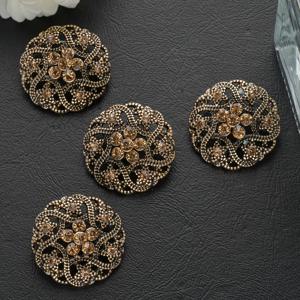 TEMU 5pcs 빈티지 꽃 홀로우 라인스톤 금속 버튼, 다양한 색상, 우아한 텍스처 디자인, 코트, 스웨터, 유니폼, 슈트, 자켓, DIY 공예, 공예용 장식 패셔너 포함