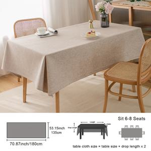 TEMU 1pc 우아한 베이지 리넨과 같은 테이블 클로스 - 세련된 꽃무늬가 있는 폴리에스터 직사각형 테이블 커버, 피크닉, 휴일 모임, 캠핑, 결혼식, 생일, 레스토랑, 버프에 완벽한 - 기계제작, 내구성 및 청소가 용이, 휴일 테이블 세팅 | 꽃무늬 커버 | 폴리에스터 소재, 테이블 장식