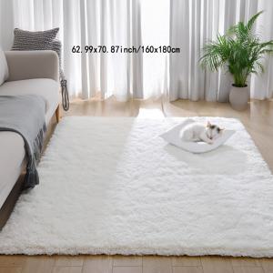 TEMU 1개, 북유럽 스타일 오프화이트 롱 플러시 블렌드 카펫, 단색 푹신한 러그, 부드럽고 두꺼운 내구성 있는 바닥 장식 카펫, 침실 침대 옆 및 거실 소파용 범용 지역 러그, 거실 전체 커버리지를 위한 대형 직사각형 카펫, 사진 촬영용 빛 흡수 프로프 카펫, 소리 흡수 바닥 카펫, 사계절 카펫, 축제 장식 러그