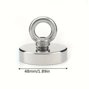TEMU 1 350파운드 풀 자석 극자성 자석, 2.36인치 방청 스틸 낚시용 리프팅 링 포함 - 심해 및 민물 구조에 이상적인 선택, 심해 자석 낚시 세트, 내구성 있는 자석, 라운드 자석