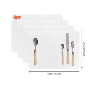 TEMU 6개의 투명한 플라스틱 접시 보호대 세트, 직사각형 테이블 보호대, 내구성, 닦을 수 있고 손세탁 가능 - 레스토랑, 피크닉, 카운터 및 사무실 데스크 사용에 적합합니다.