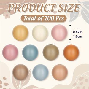 TEMU 스타일 12mm 라운드 실리콘 비즈 100개, DIY 목걸이 팔찌 장식 액세서리에 적합