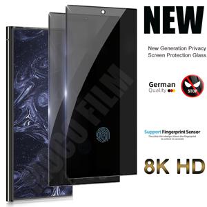 TEMU 삼성 갤럭시 S25/S24 울트라/S23/S22/S21 프라이버시 지문解锁 스크린 프로텍터용 2pcs 스파이 방지 텐서 글래스 3D 곡선형 풀 커버리지 글래스