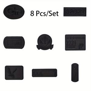 TEMU 8개 블랙 자체 접착 패치, 재킷, 의류 및 액세서리용 복잡한 디자인의 무봉제 패브릭 수리 스티커 - 쉬운 적용, 재봉 용품 액세서리