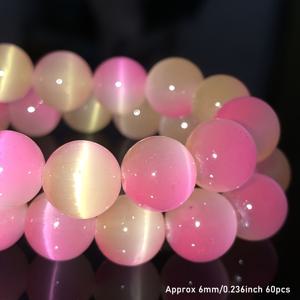 TEMU 그라데이트 핑크-노란색 고양이 눈 돌로, 크기 6/8/10mm로 제공, 보석 만들기 DIY 팔찌 및 목걸이 액세서리, 15인치 보석 및 보석 정렬.