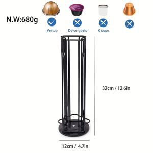 TEMU Vertuoline 커피 캡슐 보관 랙 20캡슐 커피 정리 디스플레이 랙 철 아트 회전 가능 주방, 티룸, 사무실 등에 적합