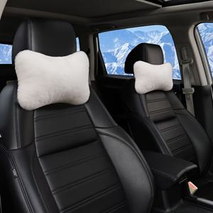 TEMU 플러시 자동차 시트 목베개 - 부드럽고 편안한 폴리우레탄 폼 헤드레스트 쿠션, 장거리 운전 및 로드 트립에 이상적