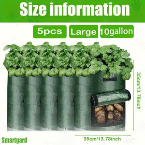 TEMU 5팩 1/3/7/10갤런 대형 7갤런/대형 10갤런 가든 감자 재배 백, 플랩 및 손잡이 포함 에어레이션 패브릭 화분 - 봄철 채소·토마토·과일 재배용 튼튼한 식물 성장백