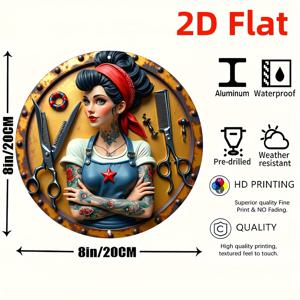 TEMU 8인치 라운드 알루미늄 헤어 스타일리스트 벽 표지판 - 가위 & 빗 디자인의 빈티지 이발소 장식, 집, 사무실 또는 미용실 예술에 완벽, 이발사 액세서리