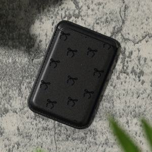 TEMU 럭셔리 패션 미묘한 블랙 리본 타이 패턴 인공 가죽 자석 카드 홀더 아이폰 16 15 14 프로 맥스 인조 지갑 액세서리, 1-2 카드를 보관, 내장 보안 포켓이 장착되어 있습니다.