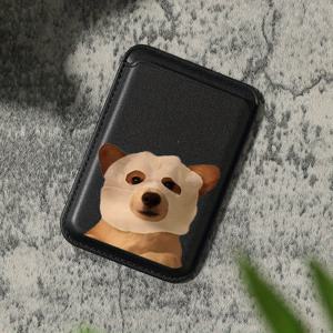 TEMU 2025년 신상 럭셔리 패셔너블 귀여운 강아지 패턴 인조 PU 가죽 자석 카드 홀더 아이폰 16 15 14 프로 맥스용 PU 가죽 지갑 부착물, 1-2장의 카드 보관, 내장 보안 포켓 KA1 장착