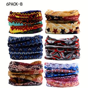 TEMU 남녀 모두에게 적합한 빠르게 건조되는 보호 헤드밴드, 마스크, 목 가이터, 스타일의 생동감 있는 색상과 통기성이 좋은 폴리에스테르로 만든 6개 세트의 무끄러운 마법 헤드밴드
