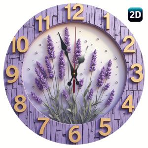 TEMU 12인치 라벤더 쿼츠 벽시계 - 조용하고 배터리 구동(AA 미포함), 보라색 라벤더 꽃과 녹색 잎사귀가 있는 2D 평면 디자인 - 거실, 주방, 기숙사 장식 또는 선물에 완벽한 주방 벽시계 | 러스틱 매력 장식 | 배터리 구동 시계