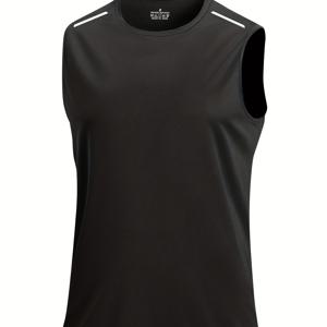 TEMU 남성용 운동용 탱크탑 - 민소매, 통기성 폴리에스터, 라운드 넥, 수분 흡수, 가벼우면서 신축성 있는 체육관 및 러닝 트레이닝용 (녹색, 검정, 흰색, 회색)