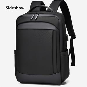 TEMU 남성용 경량 노트북 백팩, 중학교, 고등학교 및 대학생을 위한 - 블랙 옥스포드 소재, 조절 가능한 스트랩, 다중 컴파트먼트, 폴리에스터 안감, 일상 출퇴근 및 여행용, 학교용 백팩|노트북가방