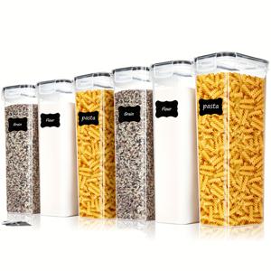 TEMU THELiFE 3/6개 세트 뚜껑이 있는 대형 식품 보관용기 밀폐형 2.4L/81oz, 밀가루, 설탕, 베이킹 용품용, 고급 레스토랑을 위한 BPA 프리 플라스틱 병 및 병 홀더