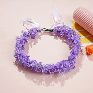 TEMU 웨딩 하이든지아 꽃 헤드밴드, 봄 꽃 크라운, 가든, 라벤더 오라, 하와이 휴가 헤어 액세서리 여성용