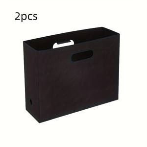 TEMU 텍스처 마감의 검은색 접이식 플라스틱 보관함 2개 세트 - 12.6x4.33x9.65 인치 | 장식용 손잡이 디자인, 스크랩북 종이, 공예 및 바느질 용품을 위한 내구성 있는 정리함, 예술 프로젝트 및 가정 조직에 완벽한, 종이 분류함 | 스타일리시한 수납 솔루션 | 내구성 있는 플라스틱, 스크랩북 보관