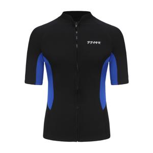 TEMU 남성용 웨트슈트 탑, 3mm 네오프렌 재킷 전면 지퍼 짧은 소매 수영 서핑 워터 스포츠용, 중간 신축성 두꺼운 보온 블루 + 블랙 아우터 레이어