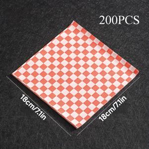 TEMU 200pcs 레드 왁스 종이, 식품 등급 오일 방지 라이너, 음식 바구니, 버거, 프라이, 치킨 윙, 기타 기름진 음식에 적합한 플레드 사각형 샌드위치 포장 종이, 7.1*7.1in, 7.88*7.88in, 크리스마스, 추수 감사절에 가장 적합합니다.