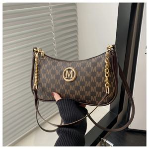 TEMU 여성용 프렌치 레트로 겨드랑이 가방 뉴 스타일 글자 인쇄 크로스바디 작은 사각형 가방 체인 싱글 숄더 핸드백