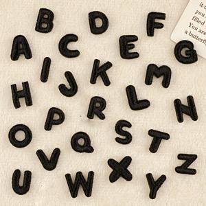 TEMU 26개 블랙 알파벳 자수 패치 - 만화 스타일 다리미 붙이기 및 바느질 문자, 의류, 모자, 청바지용 | 대문자 & 소문자(A-Z)가 있는 내구성 있는 원단 DIY 배지 액세서리, DIY 의류 프로젝트 | 독특한 자수 | 멀티유즈 어플리케