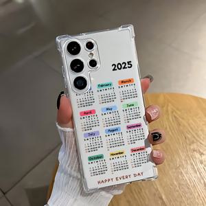 TEMU 삼성 갤럭시 S25 S24 S23 S22 S21 S20 FE 울트라 플러스 4G 5G와 호환되는 2025 달력 폰 케이스, 충격 방지 투명한 소프트 백 커버.