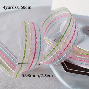 TEMU 1팩 4야드 무지개 줄무늬 오간자 리본 - 폭 1.57인치 & 0.98인치, 파스텔 및 선명한 색상, DIY 공예용 경량 폴리에스터, 선물 포장, 휴일 장식(크리스마스, 발렌타인데이, 아버지의 날)