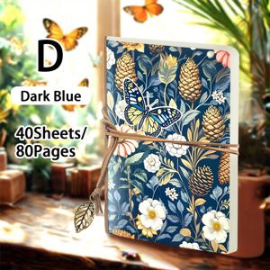 TEMU 1pc 생동감 있는 꽃과 나비 A5 스케치북 - 80페이지, 그림 및 메모 작성용, 색연필, 연필, 마커, 이상적인 여행 일기, 일상 노트북 | 생동감 있는 커버 디자인 | 내구성 있는 구조, 노트북 용품