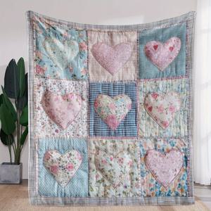 TEMU 1개의 담요, 레트로 어머니의 날 커플 선물 소녀 아내 신선한 색상 체크 러브 라이트 꽃 프린트 담요, 따뜻하고 편안한 부드러운 담요, 소파 침대 소파 자동차 사무실 플란넬 방 캠핑 여행에 적합, 모든 계절에 적합한 선물 담요