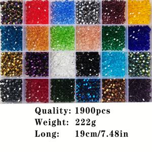 TEMU 1900개 4mm 유리 비즈 - DIY 주얼리 만들기 키트용 24가지 생생한 색상과 반짝이는 면처리, 팔찌, 목걸이, 신발 및 부츠 참 장식 - 초보자와 전문가를 위한 내구성 있는 공예 재료, 주얼리 제작용 비즈