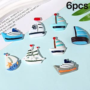TEMU 6pcs의 메디테러네언 테마 여름 바다 세일보트 레진 DIY 장식 액세서리 레트로 스타일 미니어처 데이 바다 및 해변 물고기 탱크 장식, 해상 교통 조각 해변 시리즈 미니어처 조각품 세트 - 파티 컬렉션 레진 정원, 테이블, 케이크 모자, 휴일 생일 선물, 등 다양한 장면 장식