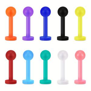 TEMU 10개 아크릴 플라스틱 립 스터드 귀걸이 세트, 바디 피어싱 주얼리, 여름 필수 베이직 심플 착용 편안하고 알레르기 없음, 다양한 상황에 어울림