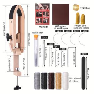TEMU 스치 포니 호스 클램프 세트 - PU 가죽 수선 포니, 왁스 스레드, 수선 침대 DIY 수선 및 작업용