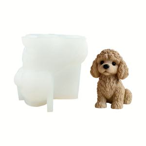 TEMU 1개 푸들 개 모양 실리콘 몰드 - 고품질 재사용 가능하고 유연한 동물 테마 몰드 DIY 캔들 만들기, 레진 공예, 석고 장식품 - 복잡한 곱슬 털 디자인, 홈 데코 선물 제작, 홈 데코 액센트 | 상세 질감 디자인 | 재사용 가능한 몰드