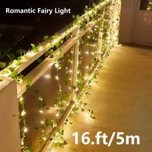 TEMU 리얼리스틱 LED 아이비 가랜드 조명 - 배터리 구동 실내 장식용 (웨딩, 파티, 홈 데코) - 전선 불필요 - 테이블, 펜스, 아치 장식에 완벽한 LED 조명, 축제 분위 연출, 우아한 조명. (AA 건전지 별도 구매)
