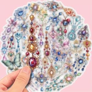 TEMU 50개 재사용 가능한 매트 비닐 스티커 - 유럽 주얼리 영감 투명 두들 데칼, 노트북 및 DIY 공예용 - 생생한 색상과 복잡한 패턴의 자체 접착 장식 스티커, 기기 커스터마이징