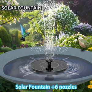 TEMU 6개의 노즐이 있는 태양열 자동 분수 - IPX8 방수, 휴대용 조류 목욕탕, 정원, 연못, 수영장, 수족관 - 배터리 필요 없음, 쉬운 조립, 야외 물 특성|현대 정원 장식|내구성 있는 플라스틱 구조, 태양열 야외 분수
