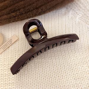 TEMU 여성용 우아한 대형 상어 헤어 클로 클립 1개 - 초콜릿 브라운 & 앙코라 레드, 두꺼운 머리용 미끄럼 방지 디자인, 스타일리시 데일리 액세서리, 업두 및 포니테일용