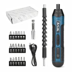 TEMU 21피스 USB 충전식 1300mAh 리튬이온 배터리 전동 드라이버 세트, 토크 제어 및 속도 조절, 21-in-1 공구 키트 (T10-T45 비트) 가정 수리, DIY, 전문 전기공 및 기계공용 - 휴대용 핸드 툴