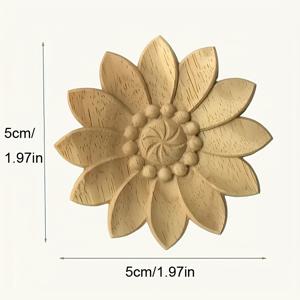 TEMU 6개/10개, 고무 나무 조각 원형 작은 스티커, 무색 나무 조각 인레이 장식, 꽃 장식, 가정 장식, 계단栏 장식, 캐비닛, 자연 나무 마무리