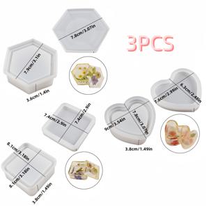 TEMU 3개 실리콘 몰드 세트 (뚜껑 포함), 하트 모양 보석함 몰드, 육각형 보관함 몰드 및 사각형 보관함 몰드, 석고 정리용 몰드, DIY 홈 데코레이션용 클레이 몰드, 책상 장식품, 석고, 레진, 점토, 콘크리트 공예 프로젝트에 적합, 공예 애호가와 취미 활동가를 위한 완벽한 선물
